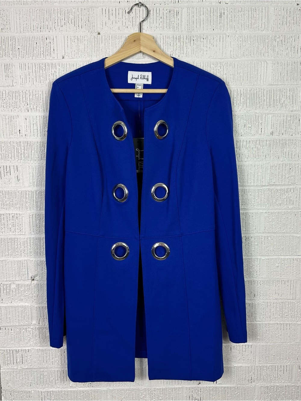 Joseph Ribkoff Royal Sapphire Coat Blue Style 191380 Grommet Topper Jacket 10